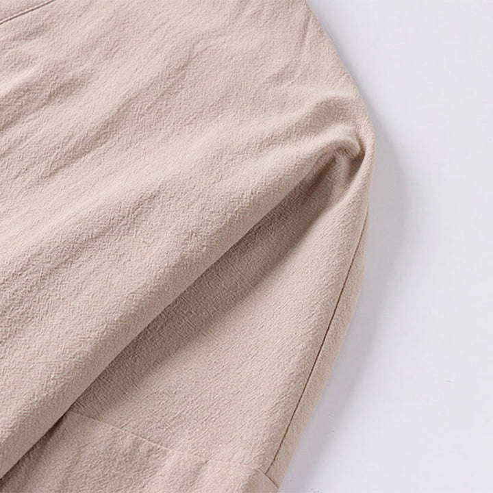 Veste kimono en coton et lin pour homme, manches longues, boutons, motif Buddha Stones, ouverte sur le devant, avec poches - image 6