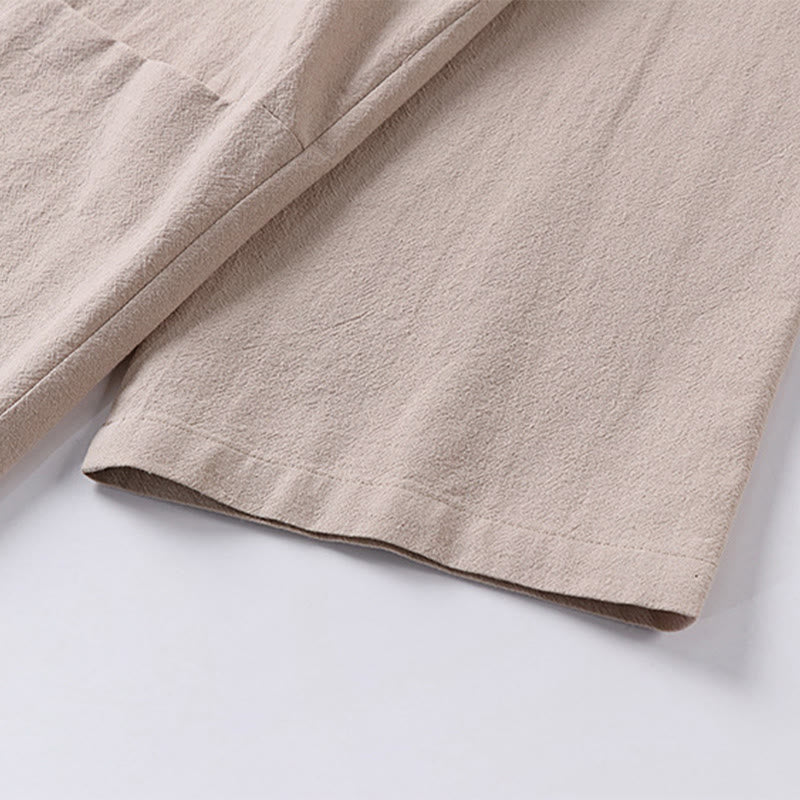 Veste kimono en coton et lin pour homme, manches longues, boutons, motif Buddha Stones, ouverte sur le devant, avec poches - image 12