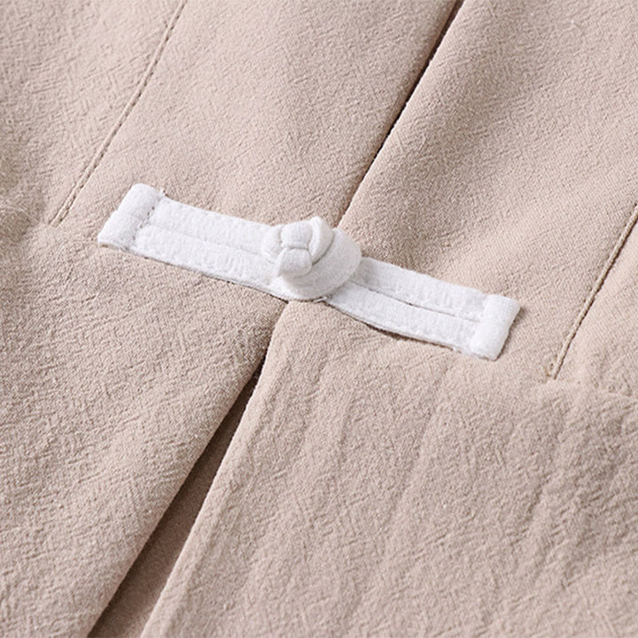 Veste kimono en coton et lin pour homme, manches longues, boutons, motif Buddha Stones, ouverte sur le devant, avec poches - image 8