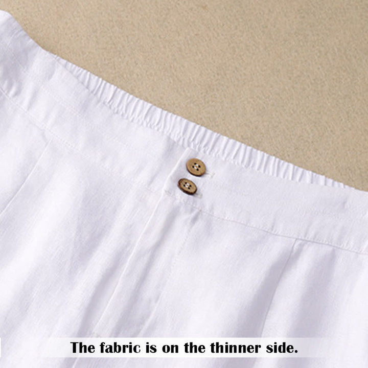 Pantalon large en lin pour femme, style décontracté et simple, avec poches zippées, motif Buddha Stones , été - image 7