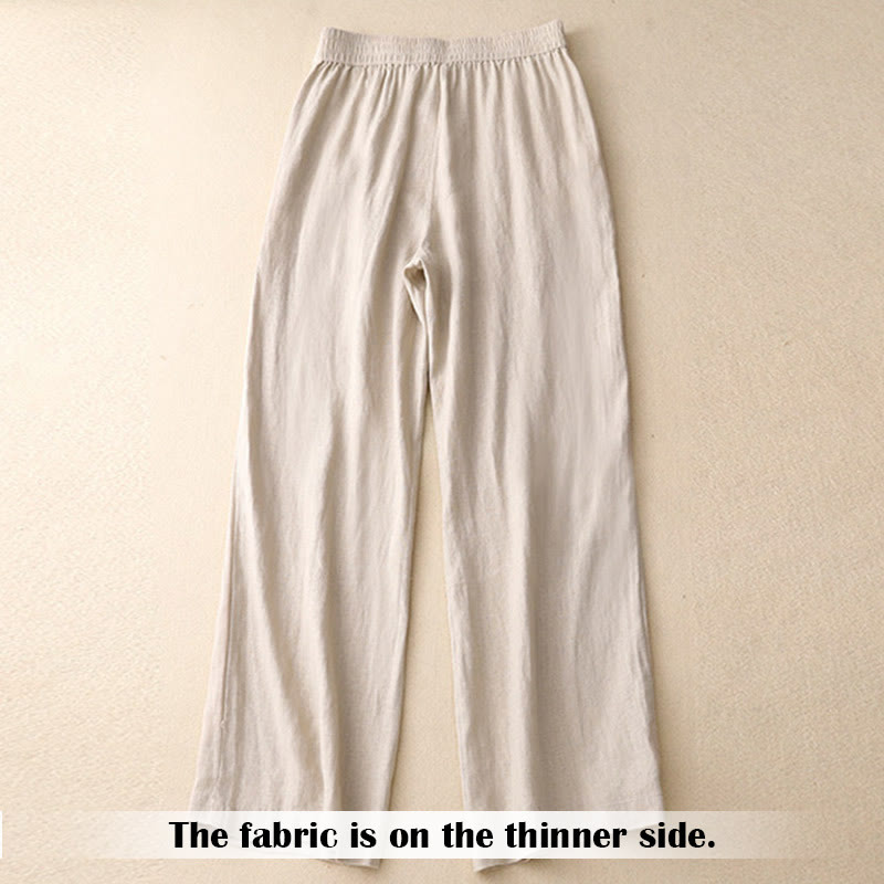 Pantalon large en lin pour femme, style décontracté et simple, avec poches zippées, motif Buddha Stones , été - image 44
