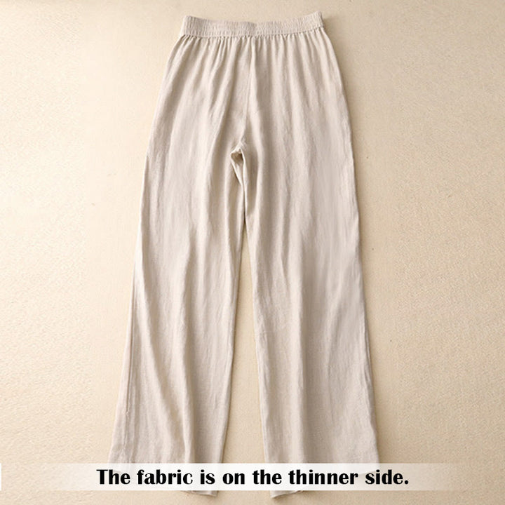 Pantalon large en lin pour femme, style été décontracté, avec fermeture éclair et poches , Buddha Stones - image 43