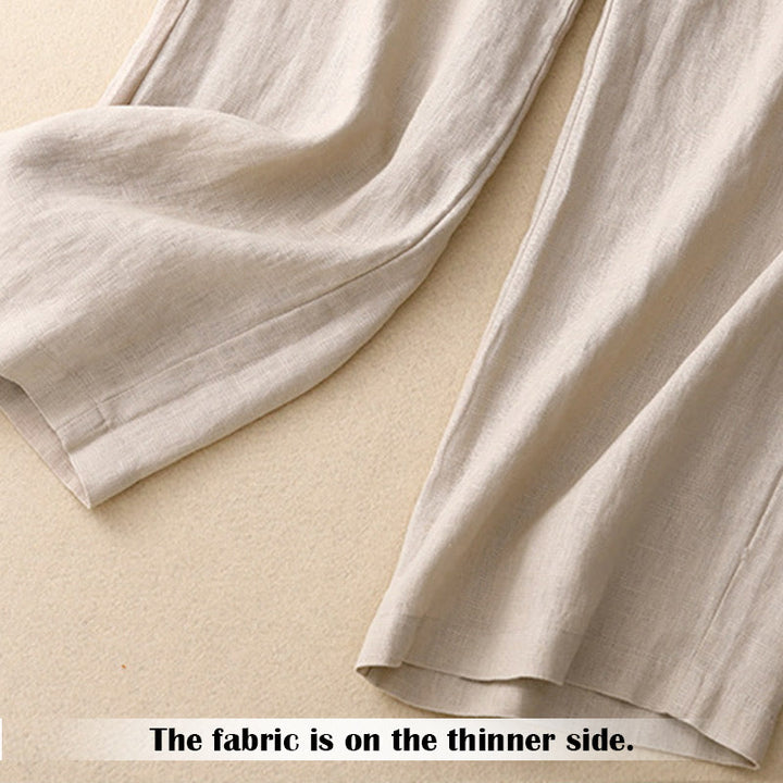 Pantalon large en lin pour femme, style été décontracté, avec fermeture éclair et poches , Buddha Stones - image 49