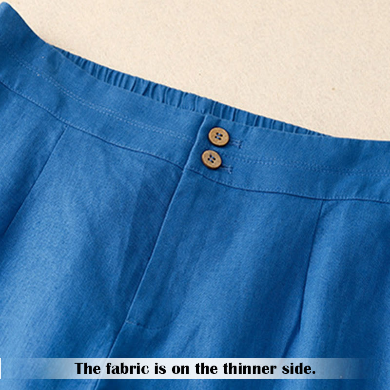Pantalon large en lin pour femme, style décontracté et simple, avec poches zippées, motif Buddha Stones , été - image 18