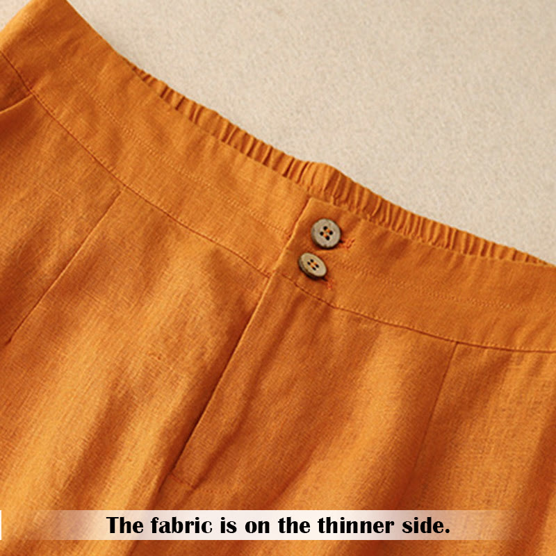 Pantalon large en lin pour femme, style décontracté et simple, avec poches zippées, motif Buddha Stones , été - image 23