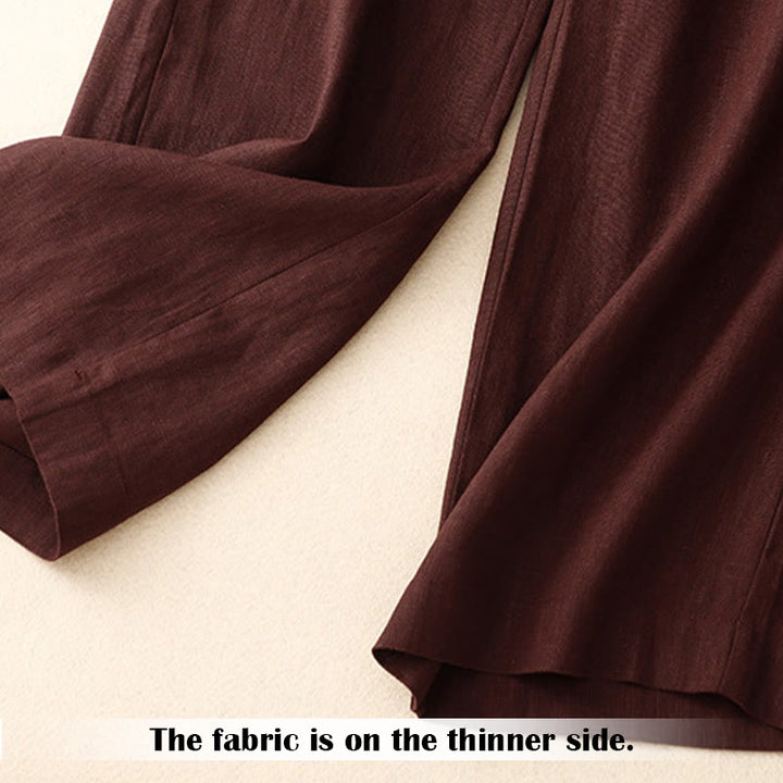 Pantalon large en lin pour femme, style été décontracté, avec fermeture éclair et poches , Buddha Stones - image 30
