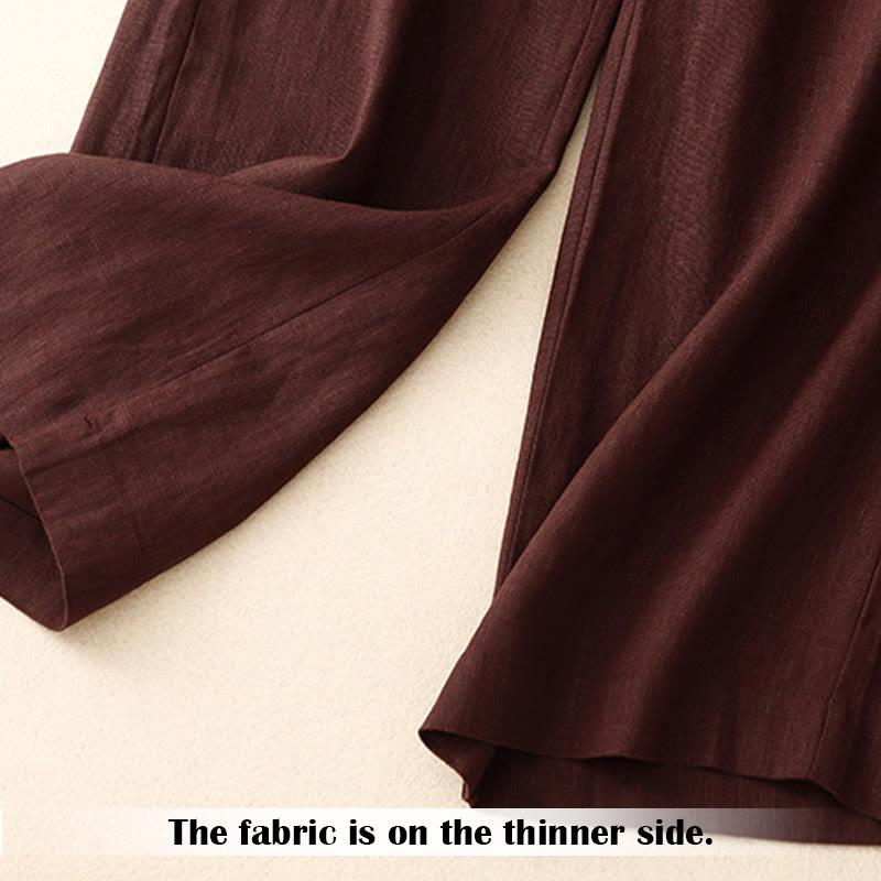 Pantalon large en lin pour femme, style décontracté et simple, avec poches zippées, motif Buddha Stones , été - image 31