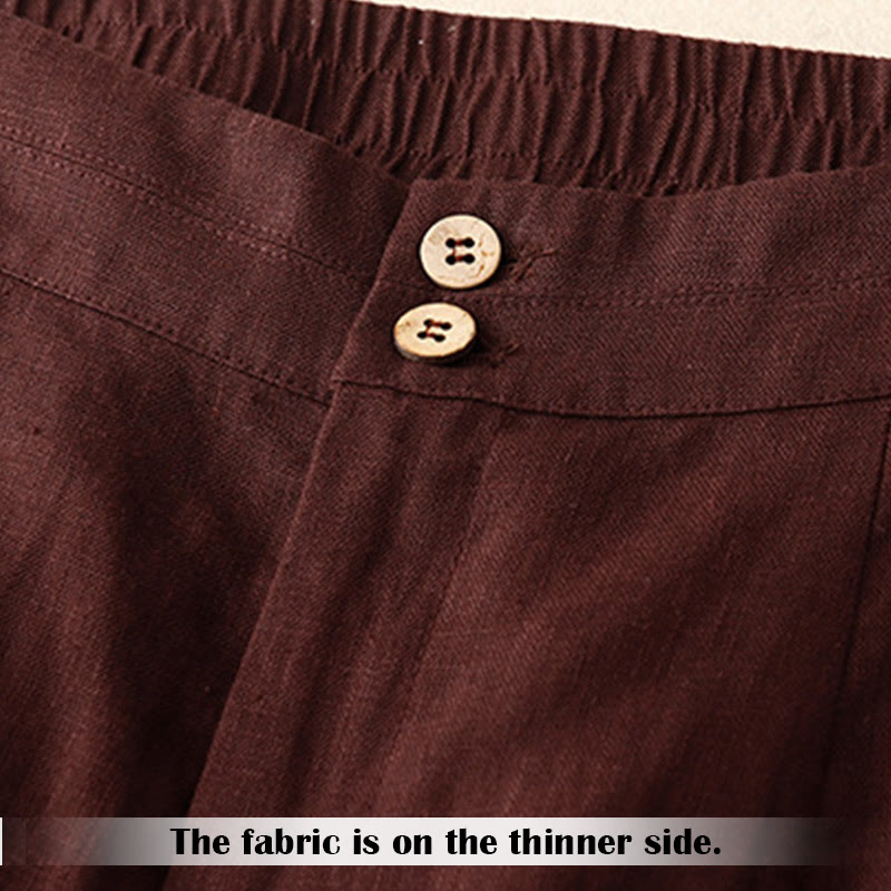 Pantalon large en lin pour femme, style été décontracté, avec fermeture éclair et poches , Buddha Stones - image 27