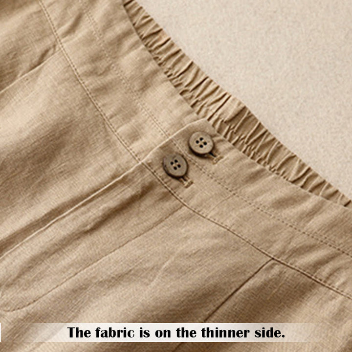 Pantalon large en lin pour femme, style décontracté et simple, avec poches zippées, motif Buddha Stones , été - image 39