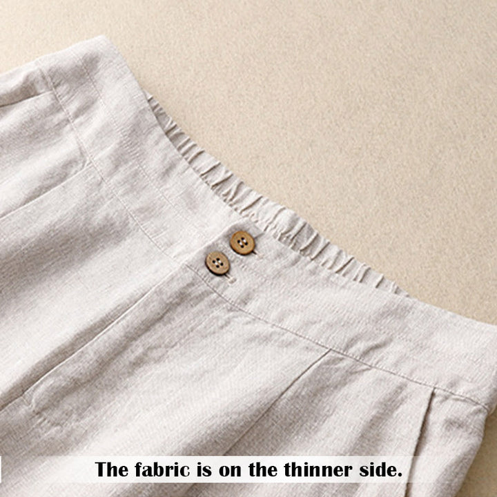 Pantalon large en lin pour femme, style décontracté et simple, avec poches zippées, motif Buddha Stones , été - image 13