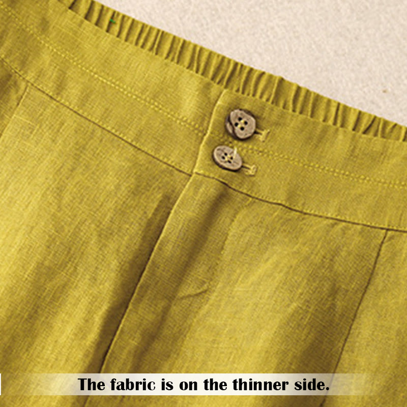 Pantalon large en lin pour femme, style décontracté et simple, avec poches zippées, motif Buddha Stones , été - image 52