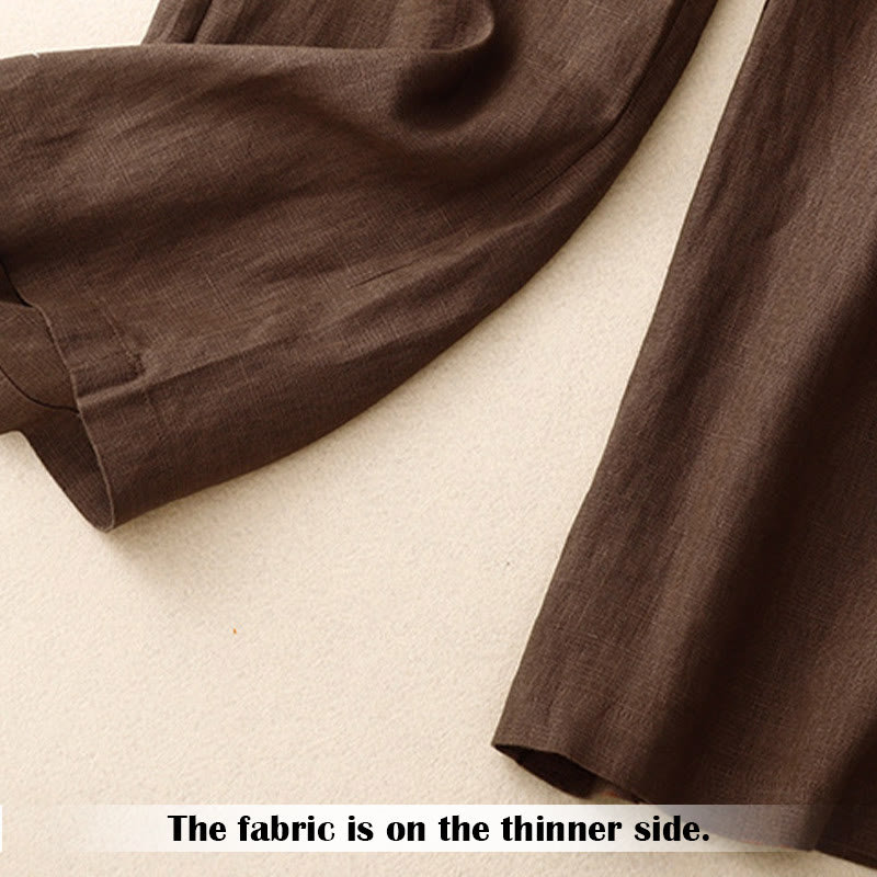 Pantalon large en lin pour femme, style été décontracté, avec fermeture éclair et poches , Buddha Stones - image 65