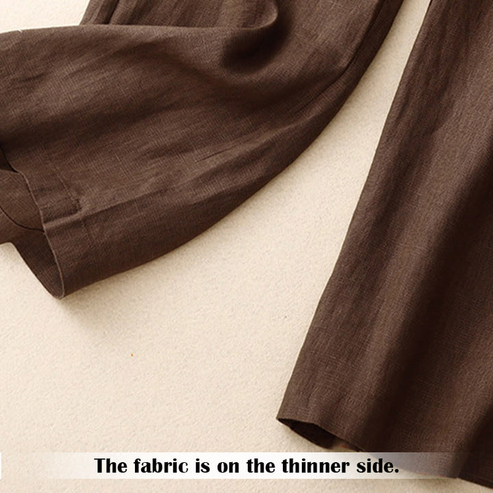 Pantalon large en lin pour femme, style été décontracté, avec fermeture éclair et poches , Buddha Stones - image 65