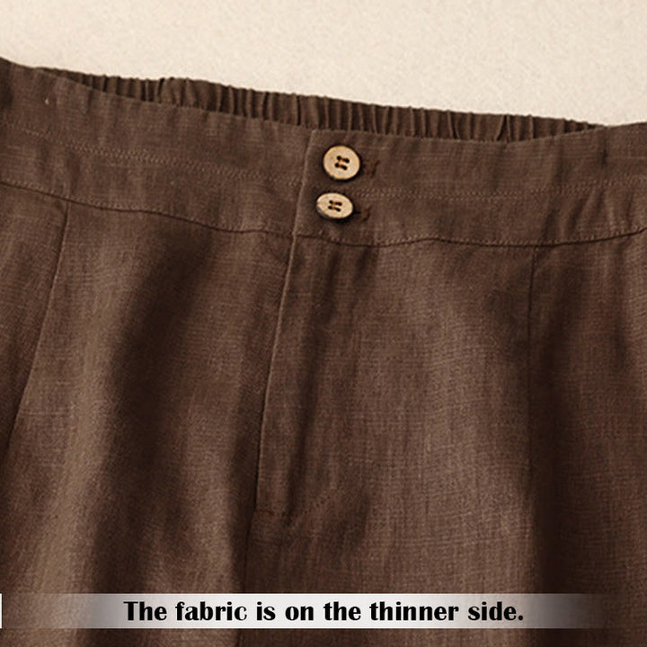 Pantalon large en lin pour femme, style décontracté et simple, avec poches zippées, motif Buddha Stones , été - image 63