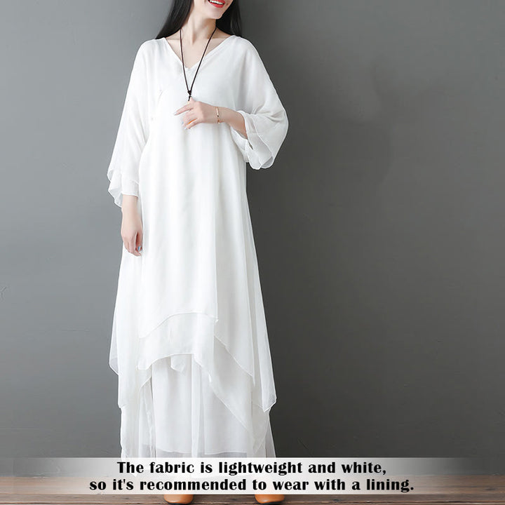 Robe tunique mi-longue à col en V Buddha Stones Pantalon à jambe large Vêtements de danse pour la pratique de la méditation zen - image 4