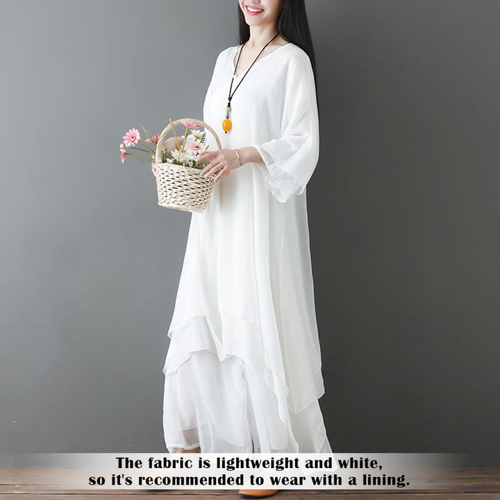 Robe tunique midi à col en V, pantalon large, Buddha Stones , vêtements de méditation, de zen et de danse - image 3