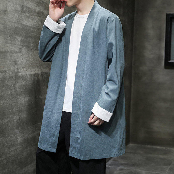Veste kimono vintage en coton et lin pour homme, style zen, style printemps, Buddha Stones - image 18