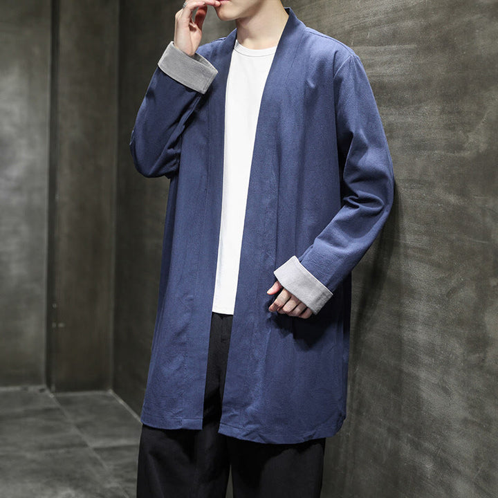 Veste kimono vintage en coton et lin pour homme, style zen, style printemps, Buddha Stones - image 5