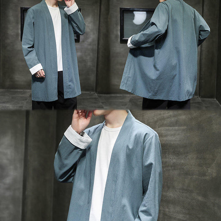 Veste kimono vintage en coton et lin pour homme, style zen, style printemps, Buddha Stones - image 21