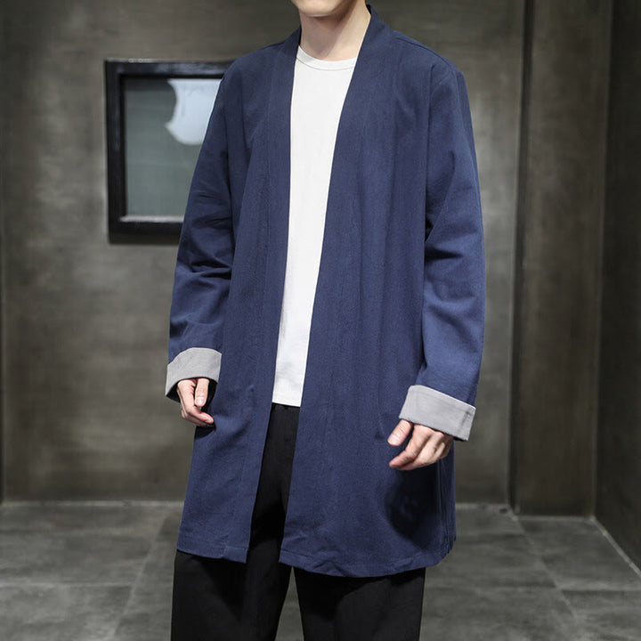 Veste kimono vintage en coton et lin pour homme, style zen, style printemps, Buddha Stones - image 3