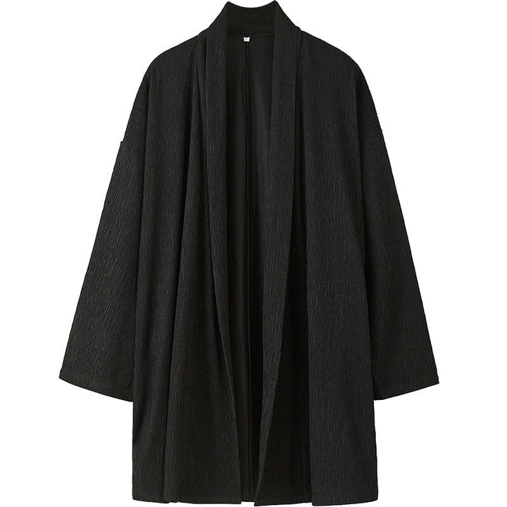 Veste kimono en coton et lin pour homme, couleur pure, motif Buddha Stones , printemps - image 10