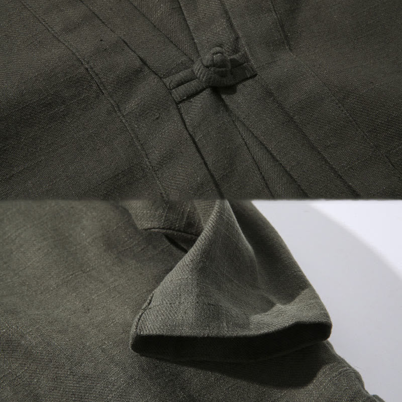 Veste kimono à manches longues pour homme, décontractée, unie, simple, en coton et lin, avec motif Buddha Stones - image 9