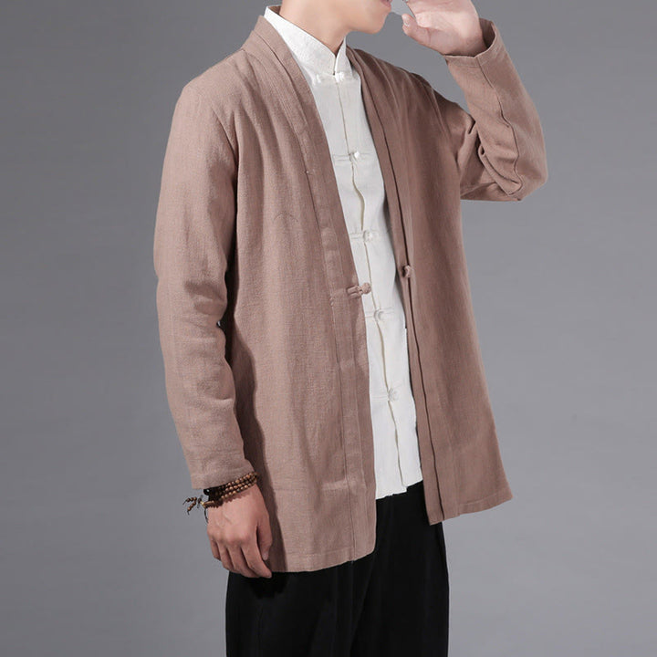 Veste kimono à manches longues pour homme, décontractée, unie, simple, en coton et lin, avec motif Buddha Stones - Blé - US/UK/AU42，EU52 (3XL) - image 21