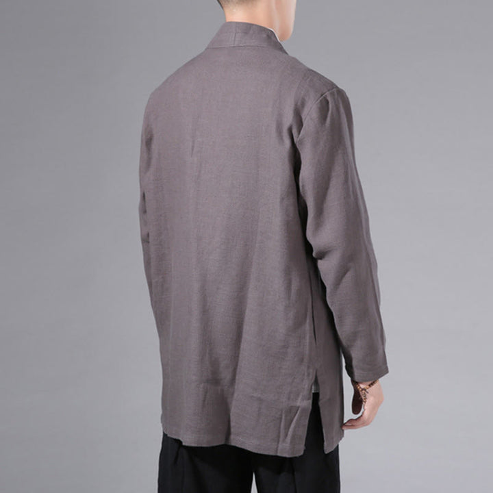 Veste kimono à manches longues pour homme, motif simple et uni, en coton et lin, avec Buddha Stones - image 34