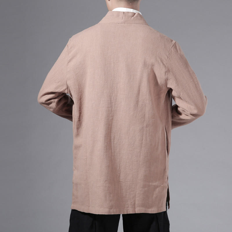 Veste kimono à manches longues pour homme, motif simple et uni, en coton et lin, avec Buddha Stones - image 24