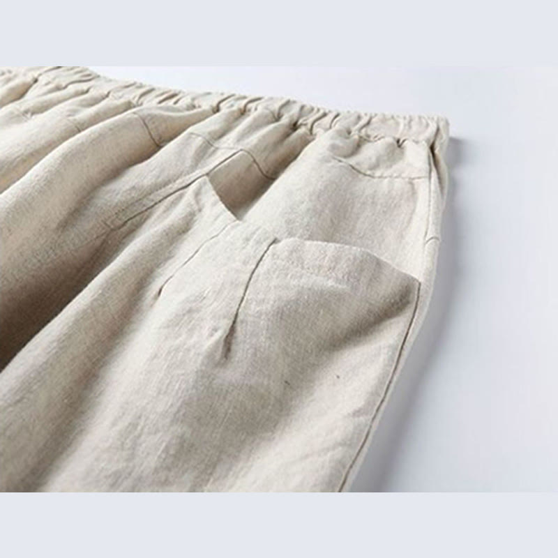 Pantalon sarouel décontracté taille haute en coton avec poches pour femme, motif Buddha Stones, longueur 7-8 - image 4