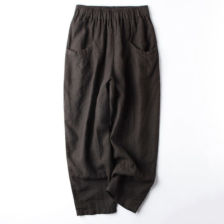 Pantalon sarouel décontracté taille haute en coton avec poches pour femme, motif Buddha Stones, longueur 7-8 - Noir - US8-10，UK/AU12-14，EU40-42 (2XL) - image 8