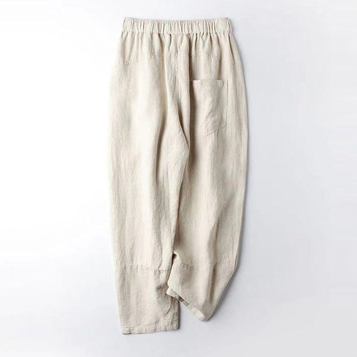 Pantalon sarouel décontracté taille haute en coton avec poches pour femme, motif Buddha Stones, longueur 7-8 - image 2