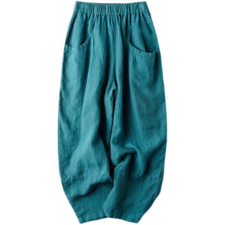 Pantalon sarouel décontracté taille haute en coton avec poches pour femme, motif Buddha Stones, longueur 7-8 - image 10