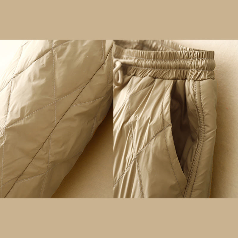 Pantalon décontracté taille haute en coton avec cordon de serrage et poches pour femme Motif Buddha Stones - image 2