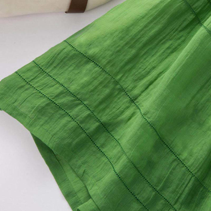 Robe mi-longue d'été en coton à col en V et manches mi-longues avec Buddha Stones - image 8