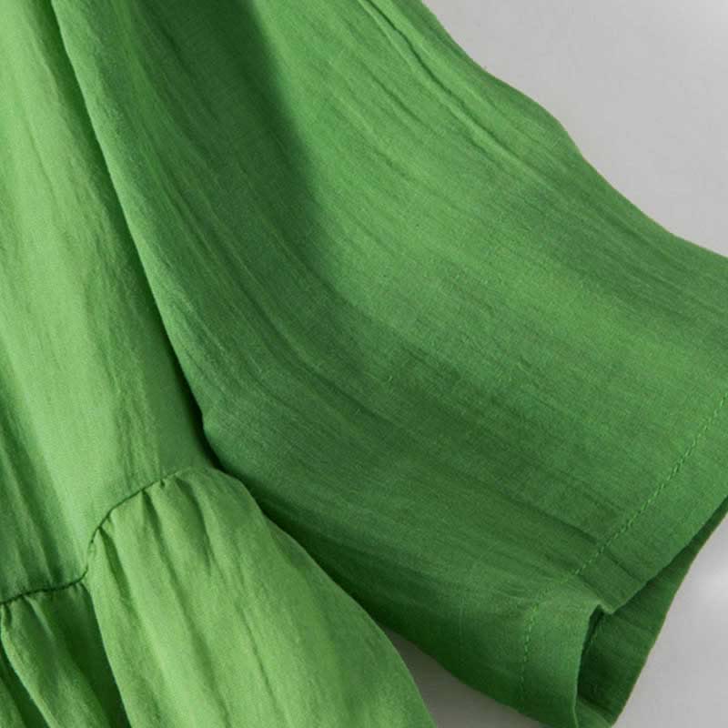 Robe mi-longue d'été en coton à col en V et manches mi-longues avec Buddha Stones - image 4