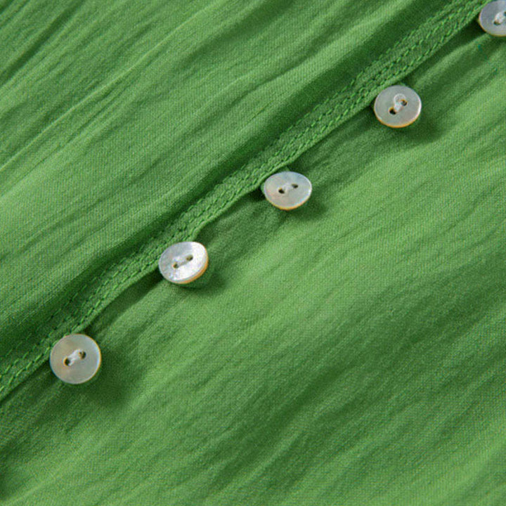 Robe mi-longue d'été en coton à col en V et manches mi-longues avec Buddha Stones - image 3