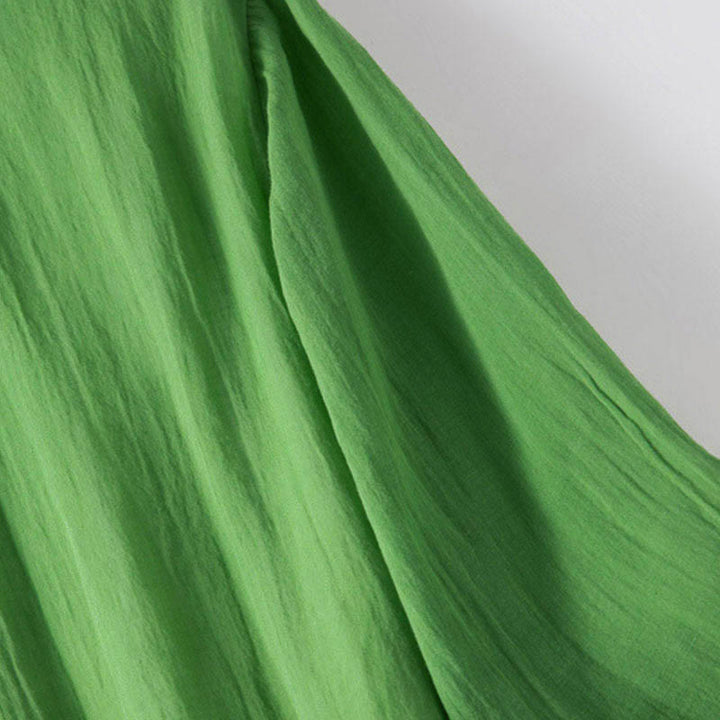 Robe mi-longue d'été en coton à col en V et manches mi-longues avec Buddha Stones - image 14