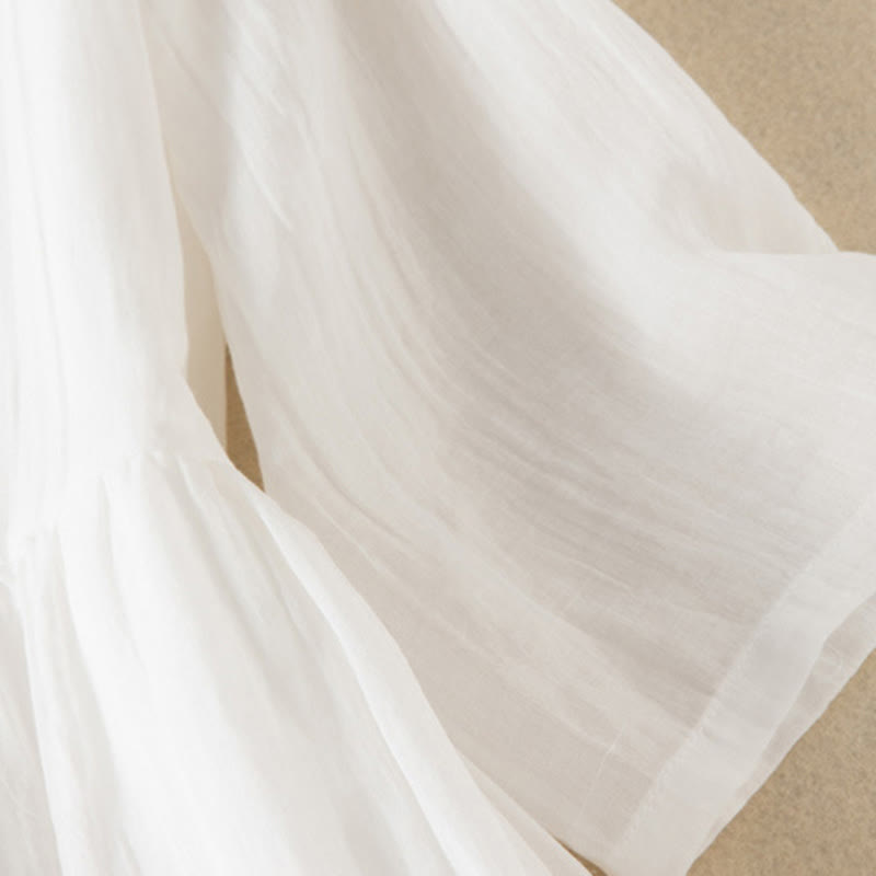 Robe mi-longue d'été en coton à col en V et manches mi-longues avec Buddha Stones - image 24