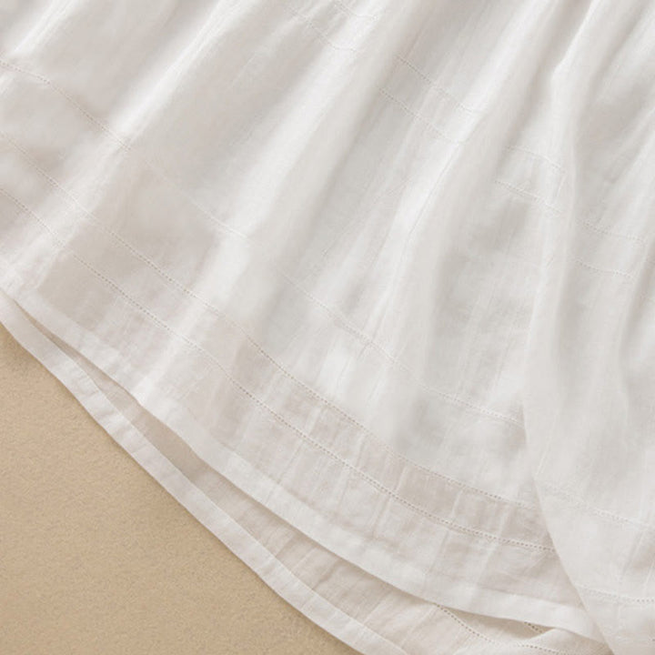 Robe mi-longue d'été en coton à col en V et manches mi-longues avec Buddha Stones - image 29