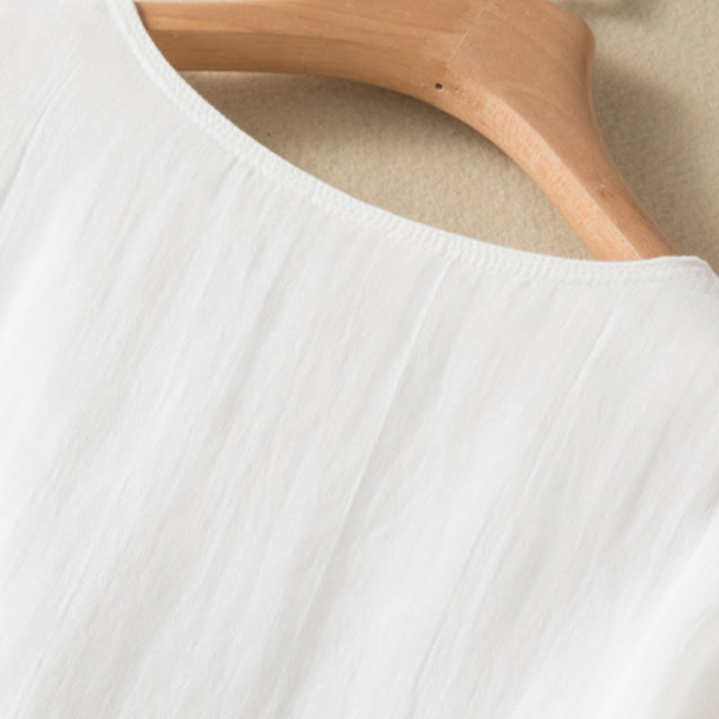 Robe mi-longue d'été en coton à col en V et manches mi-longues avec Buddha Stones - image 35