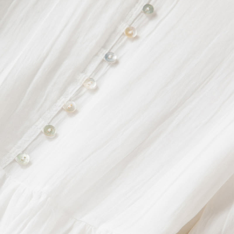 Robe mi-longue d'été en coton à col en V et manches mi-longues avec Buddha Stones - image 22