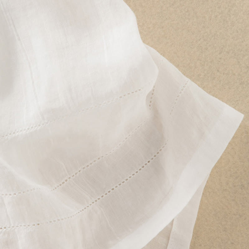 Robe mi-longue d'été en coton à col en V et manches mi-longues avec Buddha Stones - image 32