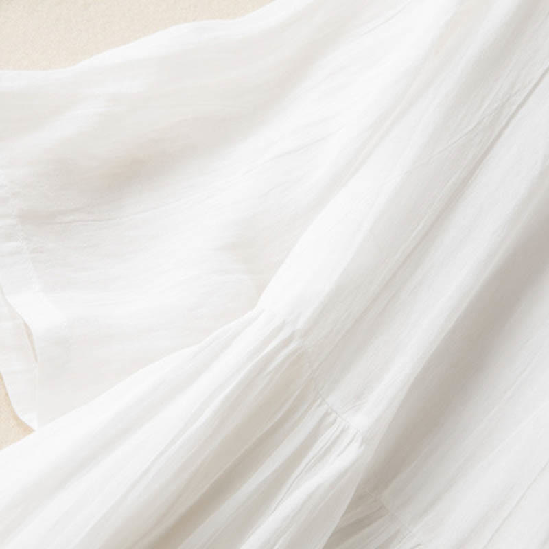 Robe mi-longue d'été en coton à col en V et manches mi-longues avec Buddha Stones - image 19