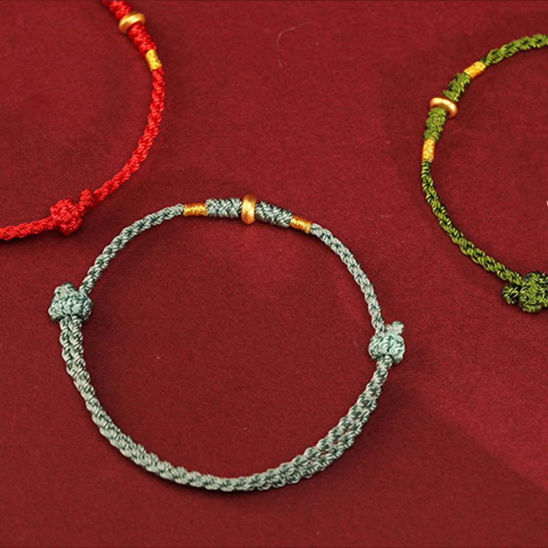 Bracelet de cheville tressé en perles porte-bonheur en or 999 avec Buddha Stones - image 14