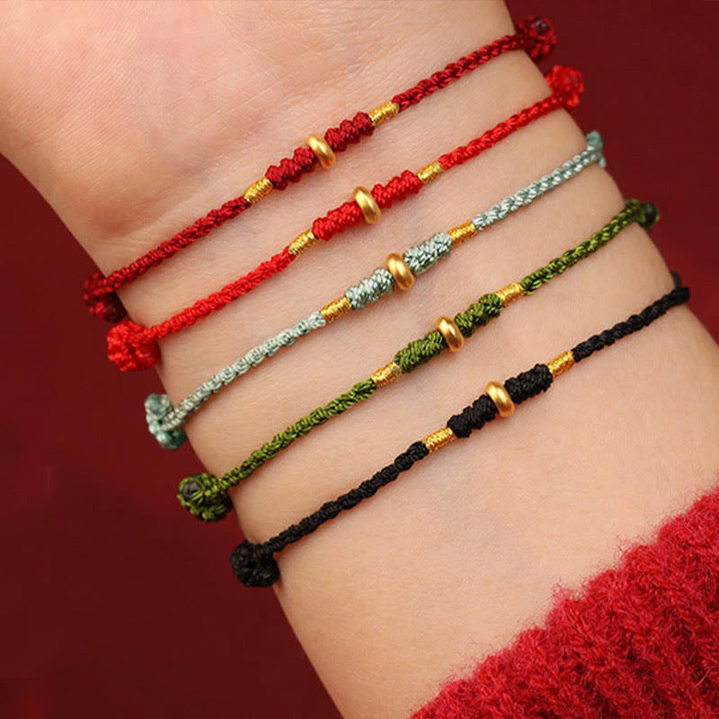 Bracelet de cheville tressé en perles porte-bonheur en or 999 avec Buddha Stones - image 17