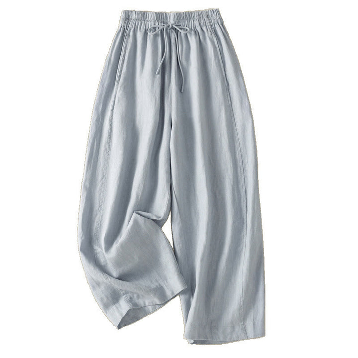 Pantalon large en coton et lin avec cordon de serrage et poches pour femme Motif Buddha Stones Commute - image 7