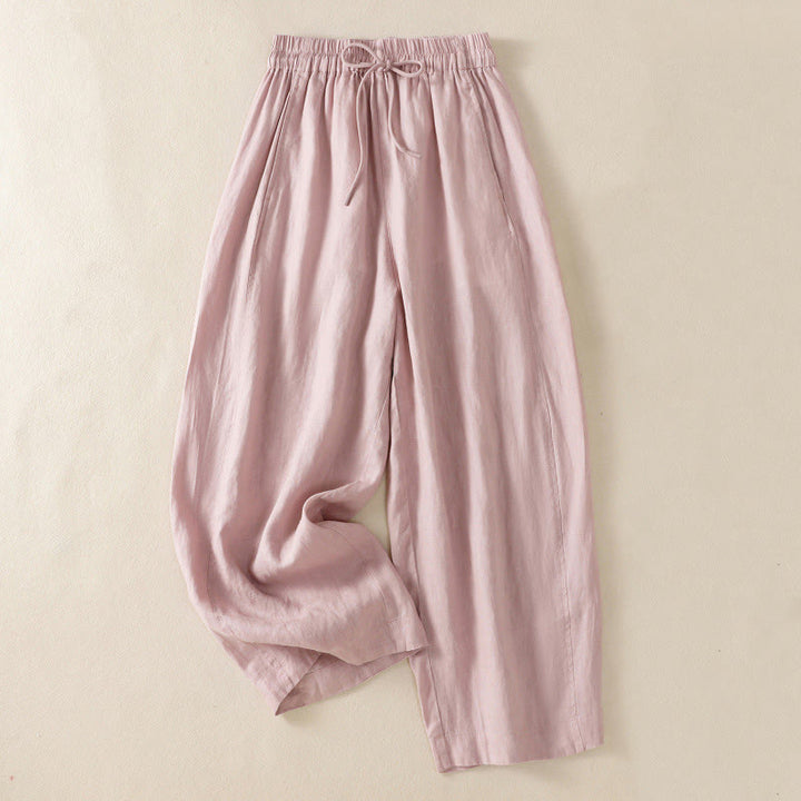 Pantalon large en coton et lin avec cordon de serrage et poches pour femme Motif Buddha Stones Commute - Rose clair - US8-10，UK/AU12-14，EU40-42 (2XL) - image 20