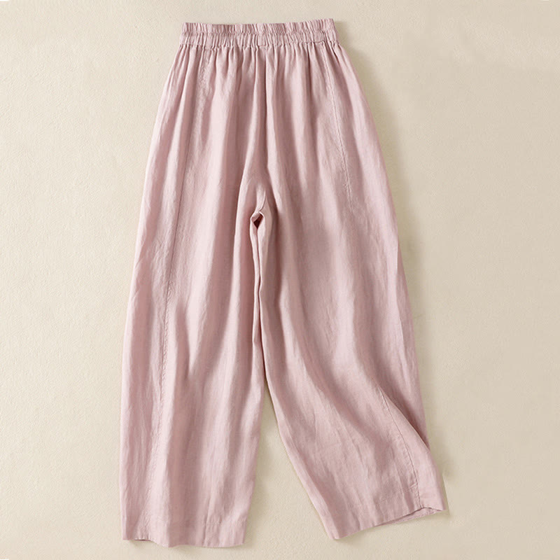 Pantalon large en coton et lin avec cordon de serrage et poches pour femme Motif Buddha Stones Commute - image 21