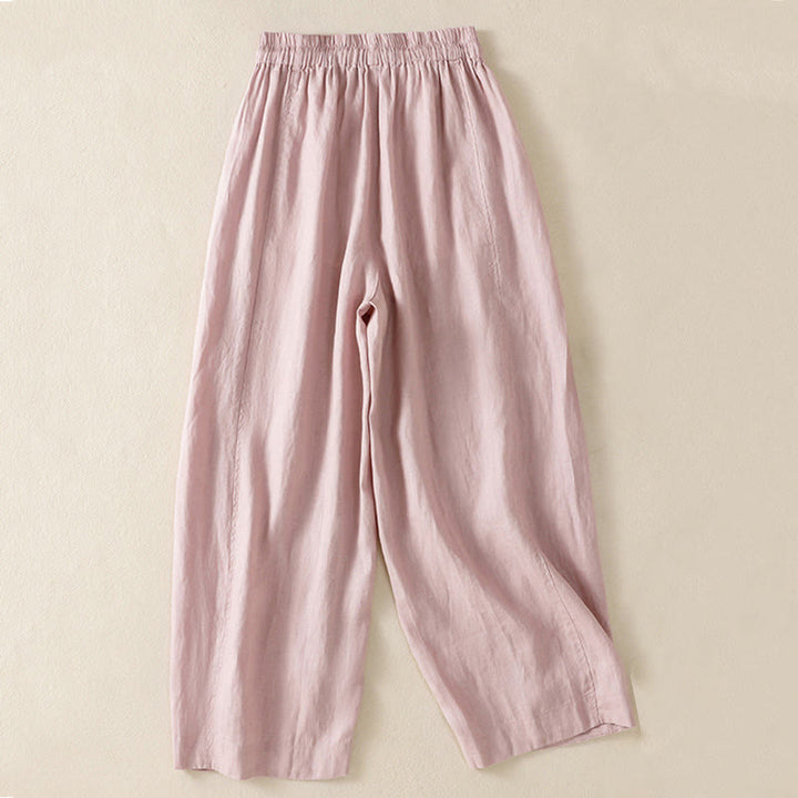 Pantalon large en coton et lin avec cordon de serrage et poches pour femme Motif Buddha Stones Commute - image 21